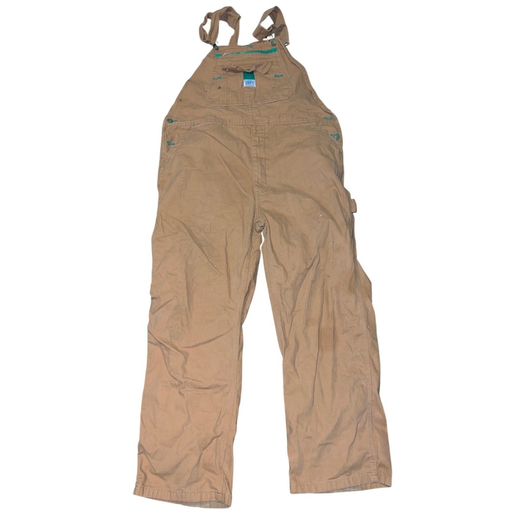Liberty Overalls Mens 40x32 Brown Duck Canvas Bib Workwear YB790P09